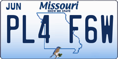 MO license plate PL4F6W