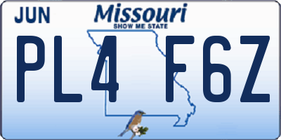 MO license plate PL4F6Z