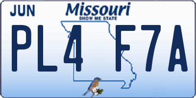 MO license plate PL4F7A
