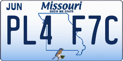 MO license plate PL4F7C