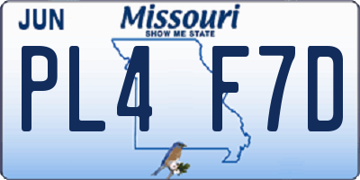 MO license plate PL4F7D