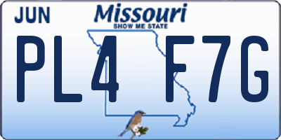 MO license plate PL4F7G