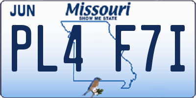 MO license plate PL4F7I