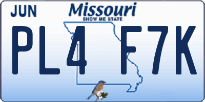 MO license plate PL4F7K