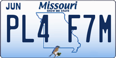 MO license plate PL4F7M