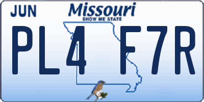 MO license plate PL4F7R