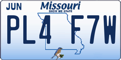 MO license plate PL4F7W