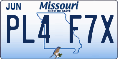 MO license plate PL4F7X