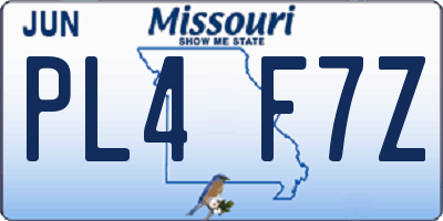 MO license plate PL4F7Z