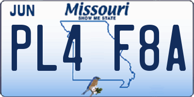 MO license plate PL4F8A