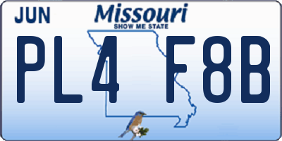 MO license plate PL4F8B