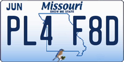 MO license plate PL4F8D