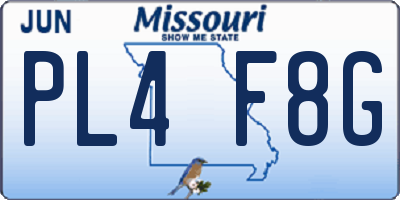 MO license plate PL4F8G