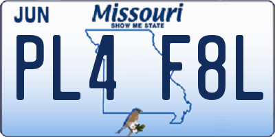 MO license plate PL4F8L