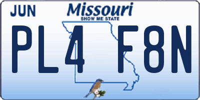 MO license plate PL4F8N