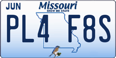 MO license plate PL4F8S