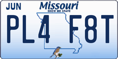 MO license plate PL4F8T