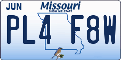 MO license plate PL4F8W