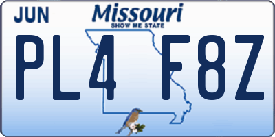 MO license plate PL4F8Z