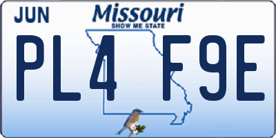 MO license plate PL4F9E