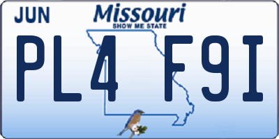 MO license plate PL4F9I