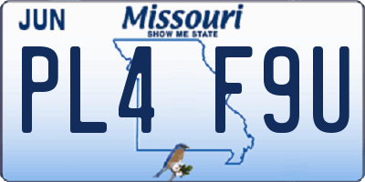 MO license plate PL4F9U