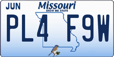 MO license plate PL4F9W