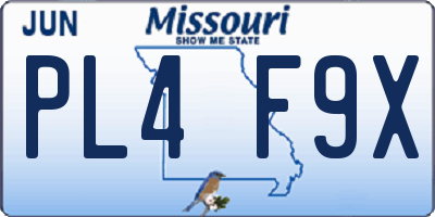 MO license plate PL4F9X