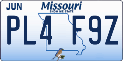 MO license plate PL4F9Z