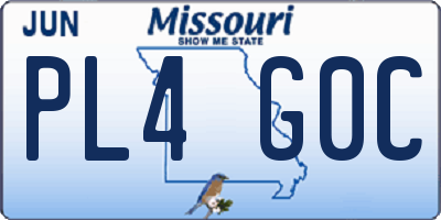 MO license plate PL4G0C