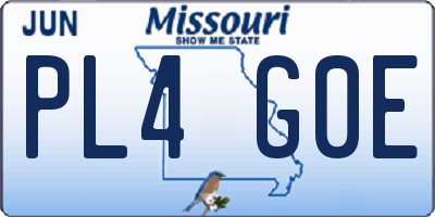 MO license plate PL4G0E