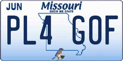 MO license plate PL4G0F