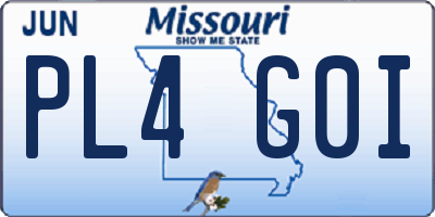 MO license plate PL4G0I