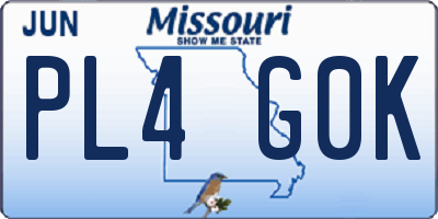 MO license plate PL4G0K