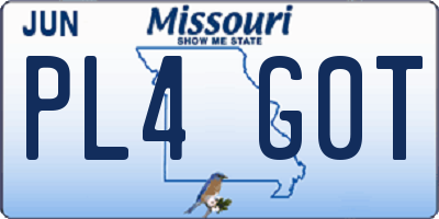 MO license plate PL4G0T