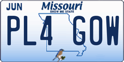 MO license plate PL4G0W