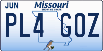 MO license plate PL4G0Z