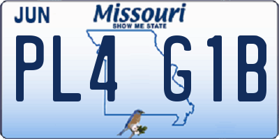 MO license plate PL4G1B
