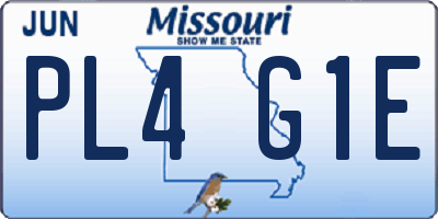 MO license plate PL4G1E