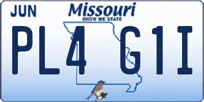 MO license plate PL4G1I