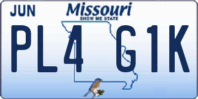 MO license plate PL4G1K