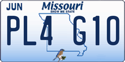MO license plate PL4G1O