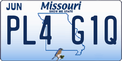 MO license plate PL4G1Q