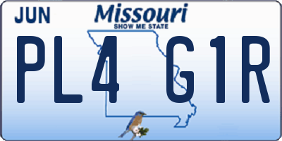 MO license plate PL4G1R