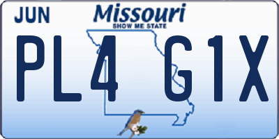 MO license plate PL4G1X