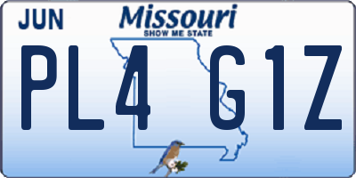 MO license plate PL4G1Z
