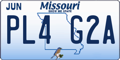 MO license plate PL4G2A