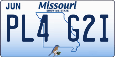 MO license plate PL4G2I