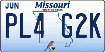 MO license plate PL4G2K