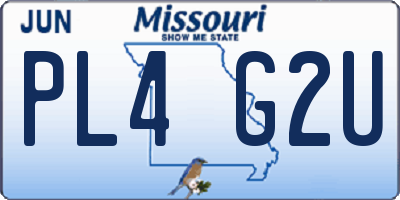 MO license plate PL4G2U